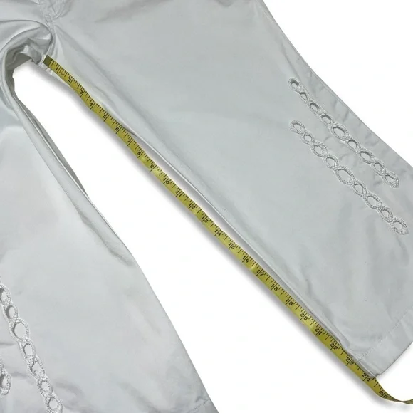 V Cristina Cropped Wide Leg Pants Womens 12 White Boho Capri Cut Out Twill - Picture 9 of 11